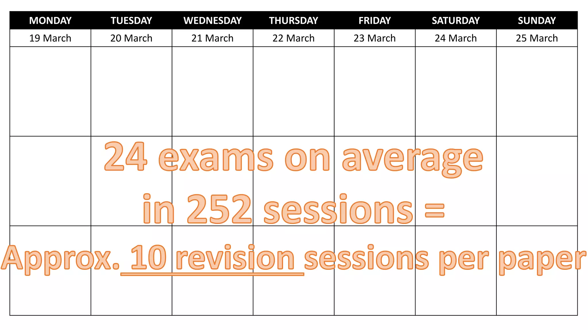 MONDAY TUESDAY WEDNESDAY THURSDAY FRIDAY SATURDAY SUNDAY
19 March 20 March 21 March 22 March 23 March 24 March 25 March
 