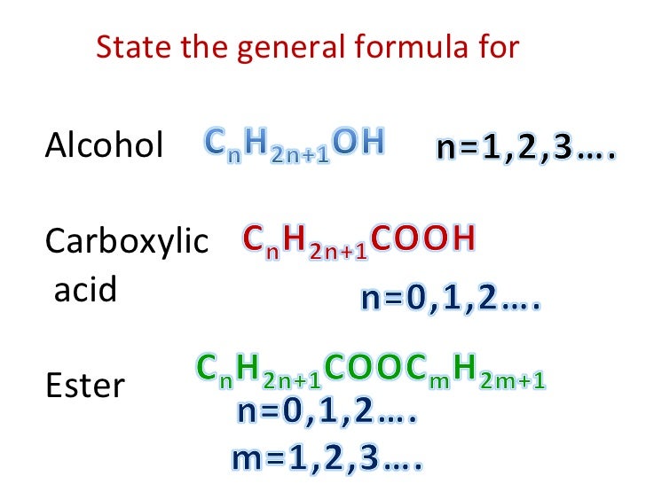 Revision On Alcohol Carboxylic Acid And Ester
