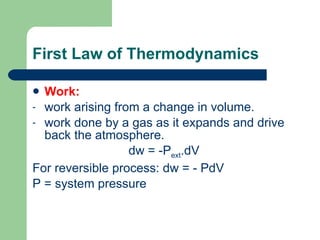 Revision on thermodynamics
