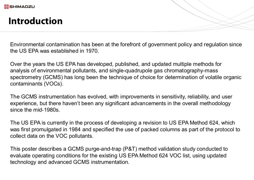 Revisions to EPA Method 624 for Analysis of VOCs by GCMS