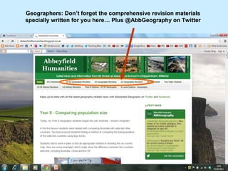Geographers: Don’t forget the comprehensive revision materials
specially written for you here… Plus @AbbGeography on Twitter
 