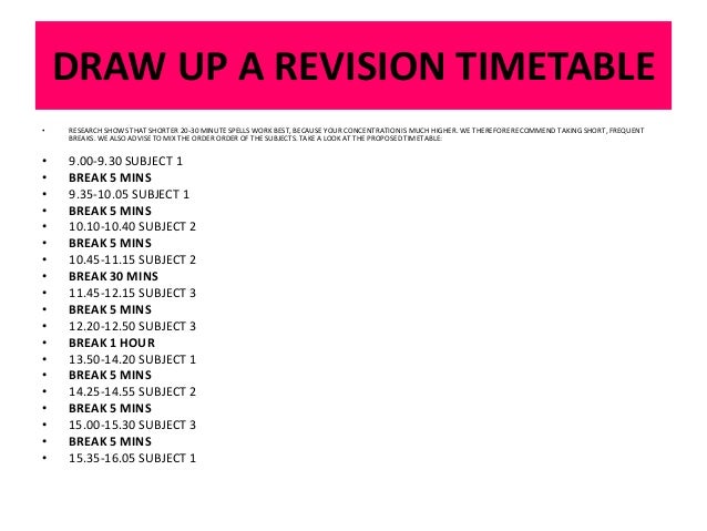 revision timetable
