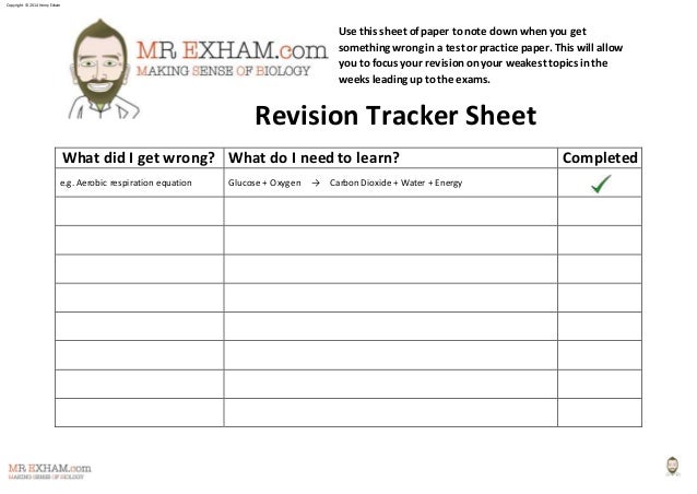 Mr Exham - Revision Tracker Sheet