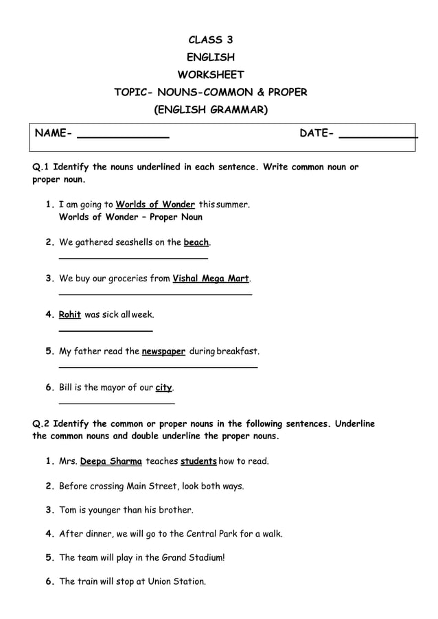Common Proper Noun Worksheet For Class 3 NBKomputer Common Proper Noun Worksheet For Class 3 NBKomputer