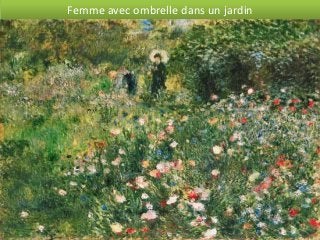 Femme avec ombrelle dans un jardin
 