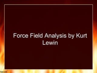 Force Field Analysis by Kurt
Lewin
 
