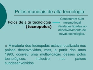 As Tecnologias da Informação e Comunicação: Economia e MonitoramentoPara o sociólogo Manuel Castells, a economia mundial é “informacional”A produtividade das empresas e dos países depende da capacidade que eles têm de produzir, processar e aplicar informações.Para isso é necessário a implantação de sistemas que permitam e facilitem a circulação de informações, sendo normalmente estruturados em redes.