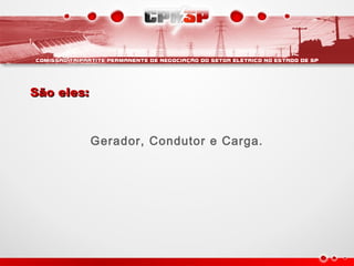 São eles:São eles:
Gerador, Condutor e Carga.
 