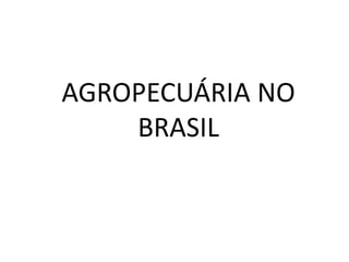 AGROPECUÁRIA NO
BRASIL
 