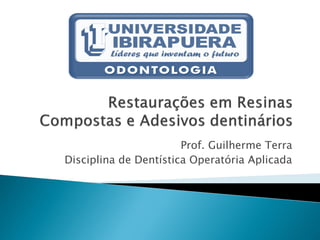 Prof. Guilherme Terra
Disciplina de Dentística Operatória Aplicada
 