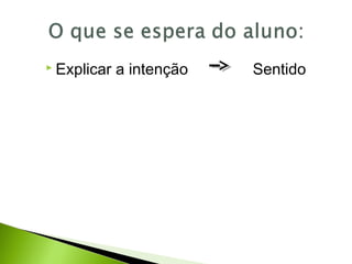  Explicar a intenção Sentido
 
