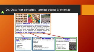 20. Classificar conceitos (termos) quanto à extensão
 