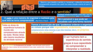 2. Qual a relação entre a Razão e o sentido?
(Marilena Chauí)
 