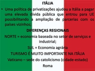 Bélgica, Países Baixos e LuxemburgoBenelux= é uma associação econômica entre a Bélgica, Países Baixos e Luxemburgo que tinha como objetivo fortalecer as trocas econômicas entre os países-membros.Multinacionais com sede na Benelux = Shell, Unilever e Philips.
