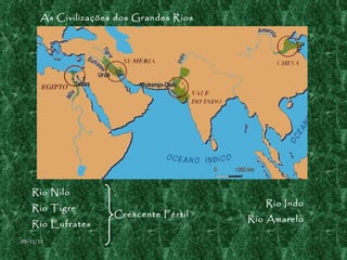 Rio Nilo Rio Tigre Rio Eufrates Rio Indo Rio Amarelo Crescente Fértil As Civilizações dos Grandes Rios 09/11/11 
