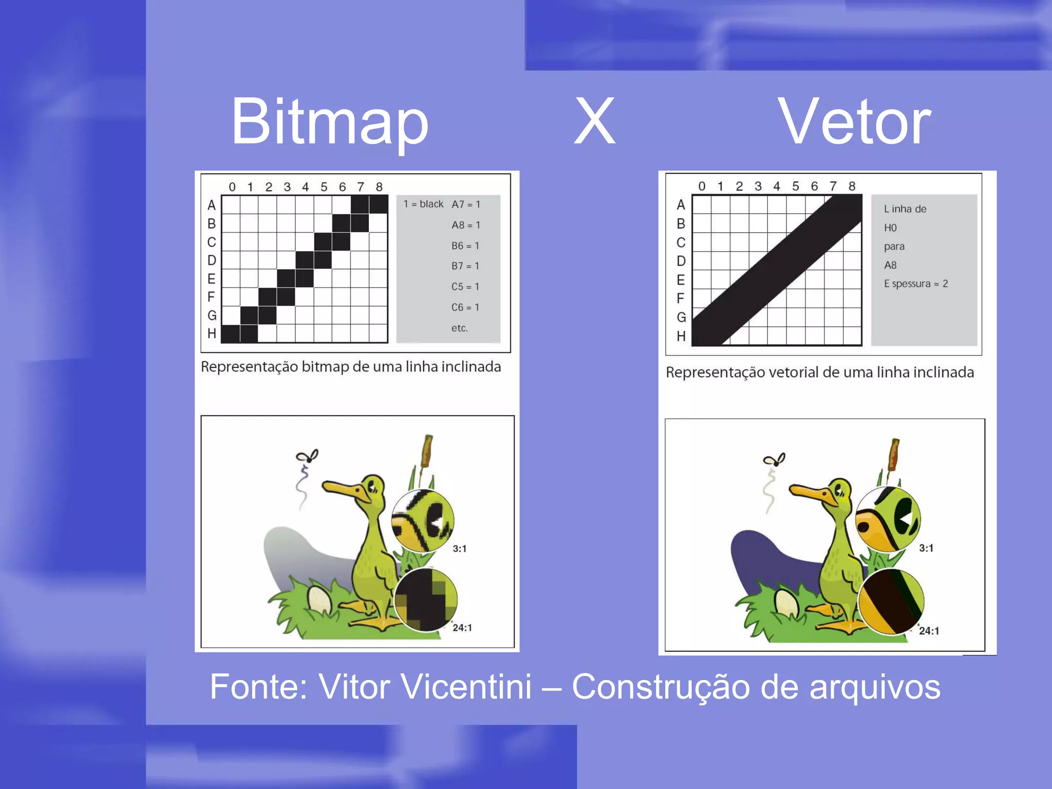 Bitmap  X  Vetor Fonte: Vitor Vicentini – Construção de arquivos 