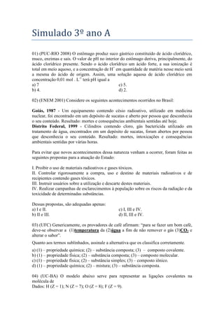 Revisão simulado 3º ano a PDF