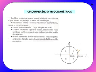 38
CIRCUNFERÊNCIA TRIGONOMÉTRICA
 