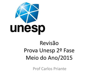 Revisão
Prova Unesp 2º Fase
Meio do Ano/2015
Prof Carlos Priante
 