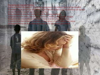 Factores de mal pronóstico:Inicio en edad temprana. Comienzo progresivo o insidioso de la enfermedad. Prevalencia de síntomas negativos. Aislamiento social o pocos sistemas de apoyo social. Trastorno previo de la personalidad.Embotamiento afectivo Historia familiar de esquizofrenia.Larga evolución antes del primer contacto médico Abuso de drogas.Presencia de anomalías cerebrales claras (ventrículos dilatados).Cuando la enfermedad no remite en tres años y hay múltiples recaídas.La esquizofrenia de tipo Desorganizado es la de mayor gravedad.