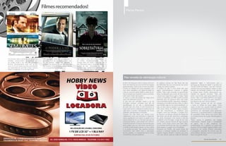 Filmes recomendados!
                                                                                                                                                Márcio Martins




                                                                                                                                                                                                                                      Márcio Martins: Arte educador, ator e diretor teatral do
     Um escritor sofre a perda de memória. Um      Um advogado atrás de dinheiro fácil e        Um casal e seus dois filhos acabam de                                                                                                 grupo ELAM de Teatro.
     remédio revolucionário apresentado por        garantido. Um dia se depara com o caso       se mudar. Inexplicavelmente uma das                                                                                                   Trabalhou por dez anos no Projeto “Teatro Vocacional”
     um amigo muda a sua vida. Ele consegue        de um playboy detido por agressão e          crianças sofre um coma, o que faz que os                                                                                              da Secretaria Municipal de Cultura do Município de São
     lembrar absolutamente tudo que já leu,        tentativa de estupro. O que ele acha que     pais descubram que a nova casa abriga um                                                                                              Paulo. Atuou e dirigiu vários espetáculos na mesma cidade.
     ouviu ou viu em toda a sua vida, aumentando   lhe renderia rentável acaba o encurralando   espírito do mal. Assustado, eles logo se                                                                                              Fundou três anos atrás a “ELAM - Escola Livre de Artes de
     sua capacidade de aprender e fazer cálculos   em uma assustadora situação.                 mudam, mas rapidamente percebem que                                                                                                   Marília - onde acontecem oficinas culturais, apresentações
     sendo considerado o rei de Wall Street.                                                    não era a casa que estava mal assombrada.                                                                                             teatrais e formação de atores.



                                                                                                                                             Nas veredas da valorização cultural
                                                                                                                                            Já não é de hoje que a arte e cultura como um      As políticas culturais em São Paulo não são        adaptando idéias e instrumentos para a
                                                                                                                                            todo vem fazendo seu curso de forma marginal       tão diferentes das que vivenciamos nas outras      formação da “Banda em Balde” e também do
                                                                                                                                            (pelas beiradas). Trata-se de um bem de direito    cidades do interior paulista.                      “Grupo ELAM de Teatro”, que sem nenhum
                                                                                                                                            á todos os cidadãos de nossa sociedade, que        A política do pão e circo ainda vale para          incentivo de recursos públicos, realiza um belo
                                                                                                                                            num olhar capitalista e de regras fechadas no      alguns administradores culturais e gestão          trabalho de formação artística e de valorizar
                                                                                                                                            culto ao consumo perde efeito e razão de ser.      publica. Não culpo somente os governantes          os artistas locais. Ambos desenvolvem seu
                                                                                                                                            Vemos artistas que nadando contra a corrente,      desta mentalidade que ai esta, de que evento       trabalho do seguinte principio: “Não vale
                                                                                                                                            lutam para mudar este quadro.                      cultural seja mega shows para a massa. Nada        tanto o que temos, nem tanto importa o que
                                                                                                                                            A cultura e a arte não podem ser vistas como       contra os superstars da MPB, porém acredito        somos. Vale o que REALIZAMOS com aquilo
                                                                                                                                            mais uma oferta de consumo.                        piamente que um governo sério trás entre           que possuímos e, acima de tudo, importa o
                                                                                                                                            A arte tem por princípio trazer a luz da           suas prioridades (saúde, segurança, habitação,     que fazemos de nós!” (Chico Xavier)
                                                                                                                                            formação humana, conceitos que vão da              educação) a consciência de que a arte, a cultura   Para finalizar, gostaria de dar um recado
                                                                                                                                            sensibilização do ser até a representação          seja também algo de sua responsabilidade, ou       a todos os artistas da nossa região. “Uma
                                                                                                                                            de tudo que nos cerca. A arte humaniza as          seja, um bem para o cidadão e sua sociedade.       classe, só terá voz, quando todos se unirem
                                                                                                                                            coisas que vemos e desejamos exteriorizar de       Não posso deixar de exaltar alguns projetos        verdadeiramente em prol de uma causa”.
                                                                                                                                            volta para o mundo, impregnadas de nossas          que são maravilhosos e modificam essa              Queremos ser valorizados pelos governos?
                                                                                                                                            reflexões, pensamentos e emoções.                  imagem, como por exemplo, o projeto Guri           Queremos o reconhecimento e a apreciação
                                                                                                                                            Vivendo em São Paulo por quinze anos,              de música e as oficinas culturais do Estado de     da sociedade? Então temos que correr para
                                                                                                                                            trabalhando como arte educador e realizando        São Paulo, que de fato aproxima a população        um fortalecimento de nossas reivindicações e
                                                                                                                                            vários espetáculos com teatro na capital, tive a   de vários municípios a ter acesso a arte de        direitos.
                                                                                                                                            oportunidade de ver um mercado saturado de         qualidade e de formação. Longe de ser mais         Todos somos e podemos ser artistas
                                                                                                                                            produções teatrais, onde artistas sem nenhum       um projeto pseudo-cultural de tapa buracos         responsáveis, distante ainda a mentalidade
                                                                                                                                            incentivo financeiro e lutando bravamente para     sociais, como trazer jovens para bater latas,      de alguns, mas é fato, podemos nos
                                                                                                                                            atrair publico para ver suas obras, percebi que    no propósito de tirá-los das ruas, por estarem     profissionalizar sim, e garantir um papel mais
                                                                                                                                            o artista fundamentado apenas nos seus ideais      desocupados a margem da criminalidade.             atuante e de forma legal, regulamentada, onde
                                                                                                                                            e na prática do fazer, não operava nenhum          Pensando em Marília, não posso deixar de           poderemos ter nossos direitos reservados
                                                                                                                                            movimento mais sólido para a valorização           pontuar o brilhante trabalho do professor e        e protegidos, deixando de sermos alvo de
                                                                                                                                            de seu trabalho, e consequentemente muitas         regente Augusto Botelho Campos que junto           preconceitos e descaso, como se viver de arte
                                                                                                                                            companhias e grupos padeciam.                      com seus alunos superou a falta de estrutura       fosse uma grande utopia.

60    Revista Atual Marília                                                                                                                                                                                                                                           Revista Atual Marília   61
 