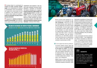 A primeira delas foi a autorização da
criação de contas correntes simplifi-
cadas, com procedimentos de abertura
e movimentação menos burocratizados,
sem exigência de comprovação de renda
e residência e sem cobrança de taxas.
O objetivo dessa medida era viabilizar o
acesso da população de baixa renda a
serviços bancários.
A segunda foi o estímulo ao desenvol-
vimento do microcrédito. Nos nossos go-
vernos, passou a ser obrigatório que 2% das
exigibilidades sobre depósitos à vista cap-
tados pelas instituições financeiras fossem
destinados a operações de microcrédito.
Tal medida foi reforçada com a criação do
Programa Nacional de Microcrédito Pro-
dutivo Orientado (PNMPO), em 2006, e do
Crescer, em 2011. Com eles, foi possível
facilitar o acesso dos pequenos empreen-
dedores ao crédito necessário para operar
e expandir seu negócio. Entre 2008 e 2015,
mais de 28 milhões de clientes foram be-
neficiados, mobilizando R$ 92 bilhões.
Já a terceira ação adotada por nos-
sos governos foi a instituição do cré-
dito consignado. Trata-se de um tipo
de crédito garantido pelo desconto em
folha de pagamento da parcela mensal
de amortização. Ele teve papel central
na expansão do crédito, dada a facilida-
de de obtenção e os custos reduzidos,
em especial para tomadores de menor
renda. Entre 2007 e 2015, o volume de
crédito consignado mais que dobrou,
tornando-se um instrumento especial-
mente importante para os trabalhadores
do setor público bem como para apo-
sentados e pensionistas do INSS.
O novo papel dos bancos públicos
Os bancos públicos tiveram papel rele-
vante no processo de ampliação da ofer-
ta de acesso ao crédito. Os governos
Lula e Dilma orientaram essas institui-
ções para trabalhar fortemente em favor
do desenvolvimento do país, sobretudo
de segmentos a que o sistema financei-
ro privado dedica menor atenção – longo
prazo, rural e habitacional.
BNDES, Banco do Brasil e Caixa atuaram
intensamente em cada uma dessas áreas,
mobilizando poupança compulsória, crédito
direcionado e empréstimos do Tesouro para
alavancar o investimento no setor produtivo.
No caso do Banco do Brasil e da Caixa, hou-
ve também um esforço para apoiar a inclu-
são bancária, com a ampliação da clientela
de varejo e a concessão de microcrédito e
consignado. Já no BNDES, especial aten-
ção foi dada aos micro e pequenos negó-
cios, para os quais foram criadas linhas e
instrumentos especiais, como, por exemplo,
o Cartão BNDES.
A maior participação dos bancos públicos
na oferta de crédito – e seu engajamento
nas políticas necessárias ao desenvolvi-
mento – foi realizada de forma responsá-
vel. Por isso, ao longo de todo o período
de governos do PT, esses bancos regis-
traram lucro líquido expressivo e mantive-
ram-se saudáveis financeiramente.
DESMONTE
A partir do golpe, reverte-se o papel
dos bancos públicos no desenvolvi-
mento. Os volumes de desembolsos
para o setor produtivo decrescem ou
ficam estagnados, o que reforça a que-
da do nível de investimento e o baixo
dinamismo da economia.
117
 