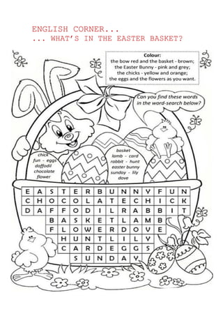 ENGLISH CORNER...
... WHAT’S IN THE EASTER BASKET?
 