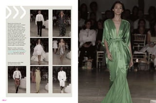 quero estar em busca de
        novidades, quero vestir as roupas
        da moda, quero conhecer os
        artistas da época, quero ir muito
        ao cinema, quero dançar o que se
        dançar, quero ouvir a música que
        se ouvir. Não quero lembrar de
        datas, de nomes, mas quero
        lembrar do perfume que senti, da
        cor do céu naquele dia, do rosto
        doce daquela criança, do calor e do
        aconchego daquele dia que amei.
        quero a moda e os modismos a
        meu serviço e não delimitando
        terrenos. quero a vida, seu tempo,
        minha saúde e minha liberdade.

        Repense a moda, o que ela te
        inspira, proporciona e fortalece,
        e nunca permita que ela te impeça
        ou exclua. Faça parte! Aprenda a
        usar o que está a seu dispor!




        Desfile primavera-verão 2008
        São Paulo Fashion Week




/014/
 