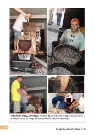 Revista “Descobrindo”, Edição n.º 11
29
Vila da Rª. Brava, 30/8/2012: Vindima da família Coelho: Todos os familiares
e amigos ajuda na tarefa de transformação das uvas em mosto.
 