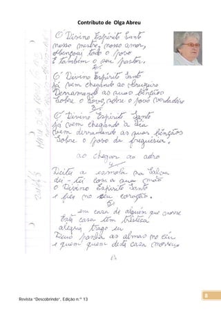 Contributo de Olga Abreu
Revista “Descobrindo”, Edição n.º 13
8
 
