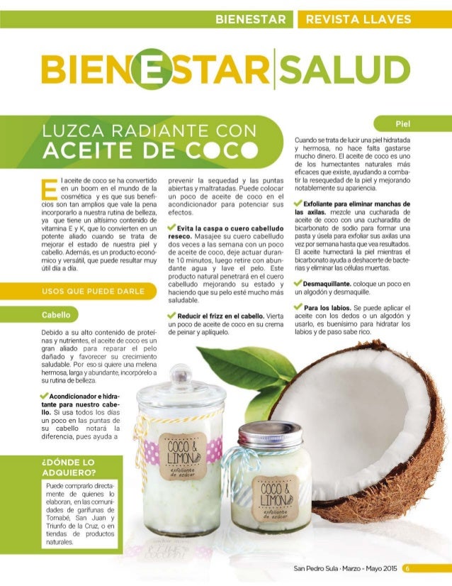 La aplicación del aceite de coco para los cabellos antes y después
