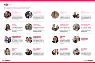 RUBI
Amway Empreendedores | | Amway Empreendedores52 53
Quem tem um comprometimento estratégico na medida certa, chega ao nível Rubi e, assim, consegue
atingir uma recompensa financeira importante, sem deixar de lado a consistência nos resultados
Adalgisa Queirós e
Jean Carlos Silva de Souza
BRAGANÇA PAULISTA (SP)
Adriana Gisele de Freitas
e Valdeci Alves de Freitas
ARAPONGAS (PR)
“Entramos em 2015, mas sempre fo-
mos empreendedores. Temos duas
principais conquistas nesse negócio:
desenvolvimento pessoal e intelectual,
que o sistema educativo proporcionou,
e a viagem de Las Vegas.”
“Junto com a Amway, realizamos nos-
sos sonhos, temos acesso a produtos
de alta qualidade e acreditamos ainda
mais em nossos objetivos. Nunca tive-
mos benefícios em tão pouco tempo
como na Amway.”
Carla Ferreira e Vladimir
de Oliveira Ferreira
SÃO FRANCISCO DO SUL (SC)
“Entramos como um desafio, vimos
uma pessoa que admiramos subir ao
palco da Convenção e isso foi deter-
minante. Abrimos nossa mente com a
Amway, vimos como a vida tem muito
mais a oferecer.”
Alessandra
Batista Belém
ITAPEVI (SP)
Alessandra Nunes
e Evandro Vilaronga Rios
GUARULHOS (SP)
“Comecei apenas por necessidade e,
hoje, estou empreendendo por amor
e por uma independência financeira.
Minha maior conquista pessoal é ter
como sustentar minha casa e cuidar
dos meus filhos.”
“Empreender era um sonho e nossa
maior conquista foi a liberdade. Hoje,
saímos do sistema tradicional e esta-
mos trabalhando onde e com quem
queremos, só a Amway pode nos pro-
porcionar essa oportunidade.”
Alexandra Bernardy de Souza
eVilmar Lageano de Souza
MONDAÍ (SC)
Ana Carla Alves Souza e
Mikelder Henrique Silva
VÁRZEA GRANDE (MT)
“Conhecendo mais o negócio, vimos
uma oportunidade de renda extra e
de mudança de vida. Nós evoluímos
como pessoas ajudando outros a rea-
lizarem seus sonhos e aprendemos a
nos comunicar melhor.”
“A melhor decisão que tomamos em
nossas vidas. Sempre sonhamos em
ter um negocio próprio e, hoje, nos
transformamos por meio do sistema
educativo. Estamos iniciando, pois o
melhor ainda está por vir.”
Giselia Cardoso
e Marcos André Trombetta
AMETISTA DO SUL (RS)
Izabela de Cassia Moreira e
Vinicio Cavalcante Moreira
BELO HORIZONTE (MG)
Janete Terezinha
Cordeiro
PORTO UNIÃO (SC)
“Nós encontramos uma oportunidade
de negócio com a possibilidade de aju-
dar as pessoas. A Amway te permite
ver outras pessoas crescendo. O negó-
cio nos deu esperança para deixar um
legado maior.”
“Entramos na Amway em 1993 e,
desde então, nós melhoramos os
relacionamentos com as pessoas e
aprendemos qualificando as pessoas.
Nos tornamos líderes e temos uma
boa parceria com a empresa.”
“A Amway apareceu na minha vida
para mudar meus paradigmas, realizar
todos os meus sonhos e me fez crescer
como pessoa, tendo a possibilidade de
ajudar outros a terem uma vida com
mais dignidade.”
Andreia Ramos
de Souza
MANHUAÇU (MG)
Angela Raquel Barbosa
e Anderson Barbosa
CURITIBA (PR)
“Estava em busca de uma melhor
qualidade de vida e de tempo, e en-
contrei isso na Amway. O sistema edu-
cacional nos transforma e os eventos
são momentos de se conectar com
energias positivas.”
“Encontramos a Amway enquanto bus-
cávamos por uma alternativa que nos
possibilitasse crescimento, nos desse
liberdade de tempo e nos proporcio-
nasse responsabilidade por nosso fu-
turo financeiro.”
Jackeline Damasceno Stumpf
e Júnior Sergio Stumpf
SANTOÂNGELO (RS)
“Além do crescimento pessoal por
meio do sistema de educação, a ques-
tão financeira melhorou. Poder ajudar
as pessoas que estão conosco e voltar
a sonhar são algumas de nossas con-
quistas com a Amway.”
Joseli Pimentel Nunes
e Clóvis Souza Nunes
FEIRA DE SANTANA (BA)
Maria de Gronenschild e
Luis Carlos Gronenschild
ERECHIM (RS)
“É incrível poder ajudar outras pes-
soas e, ao mesmo tempo, possibilitar
um futuro melhor para nossa família.
Estamos apenas no início do negócio,
mas visualizamos muitas mudanças
em nosso futuro.”
Maria Leni Bontorin
e Sérgio Gasparin
COLOMBO (PR)
“No começo, entramos para consumir
e, conforme fomos indicando, tivemos
uma boa renda. Hoje, temos liberdade
de tempo, oportunidade de estudar e
temos o reconhecimento por todo o
nosso trabalho.”
 