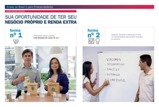 Amway do Brasil é para Empreendedores
SUA OPORTUNIDADE DE TER SEU
NEGÓCIO PRÓPRIO E RENDA EXTRA
Revendendo nossos produtos
COM MARGEM DE LUCRO DE 43%
forma
nº 1 Treinando, formando e liderando um time
de Empreendedores que também revendem
os produtos.
forma
nº 2
COMO GANHAR DINHEIRO
 