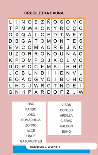 CONOCIENDO A VENEZUELA
CRUCILETRA FAUNA
 