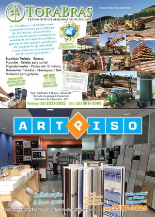 www.reportercapixaba.com Revista Página 23
ENTO DE MADEIRAS EM AUTO
A ,oyab,,,,-as tyabaLn a e,oJ,1,t,
vi,<,aten.a -pd..l/llLa pYovide;-te
d A oYe-sta.s yevt,ováve1,s,.
e 1~ . ,, te
t ,L, ,.. a vt,do exol I.A5 1,va VIAeV,
u t, l-.=. L' ,.__
11111-adei,,,,-a do tí.po F3uc-a L-pL-o,.
t , do a.ssi11111- p,,..oduto.sg a va vi, t,Vl,
de exc-elel/1,te qualldade
e uVIIL fut:uYO .su.stevi,t:avel
pt'ÃYCf Vi,DS.SO plal/l,t!tt'Ã -- -
Eucalipto Tratado - Estacas
Mourões - Esteios para curral
Engradamentos - Postes até 12 metros
Dormentes Tratados - Quiosques/ Dek
Madeiras para galpões
Rod. Cachoeiro X Muqui -Aeroporto
(Ao lado da garagem Costa Sul)
Cachoeiro de ltapemirim - ES
1et x: c2a1 352 - O 5 e 1.: l2B
 