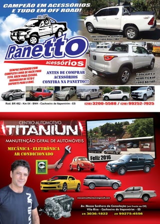 55www.reportercapixaba.com
Rod. BR 482 - Km 04 - BNH - Cachoeiro de ltapemirim - ES (28) 3200-5588 / (28) 99252-1925
 