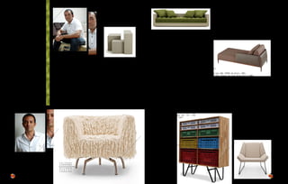 82
A trajetória do designer Marcus Ferreira, começou de forma bem peculiar. Paulistano,
ele descobriu seu talento para criar sofás por acaso, quando conheceu uma designer
em um passeio de escuna em Florianópolis, Santa Catarina, onde morava e cursava
o último ano de biologia.
Durante férias em São Paulo, passou a auxiliar a designer em suas criações e
em seis meses já estava atuando no mercado. Com a ajuda de livros e pesquisas,
mergulhou no universo do design de estofados e em 2000 fez sua primeira coleção,
deixando a informalidade na produção e tornando-se, aos 41 anos, um grande
profissional conhecido mundialmente.
Com paixão pelo que faz, segue trilhando uma carreira premiada. No comando da
Decameron e Carbono, o designer investe e acredita em novos talentos que, assim
como ele, desenvolvem suas peças com espiritualidade, paixão e alma, assinando
alguns produtos das suas marcas.
Marcus acredita que o design do século XXI deve ser democrático e solucionar
os problemas de convivência da humanidade. Segundo ele, o design brasileiro é
mundial. Grande parceiro da Celi há alguns anos, o artista fala um pouco sobre
seu trabalho, referências e planos.
Movido
pela
paixão,
designer
Marcus
Ferreira
trilha
carreira
mundial
de
sucesso
P oltrona
G iramundo
D E S I G N E R
M arcus
F erreira
83
“Acho que a minha maior contribuição foi a criação de
uma grife de estofados brasileira como a DECAMERON e
mais recentemente, a CARBONO. Nós precisávamos ter
esta referência com nossos produtos, onde as pessoas
se identificassem com sofás genuinamente brasileiros.
Com isso, abro muitas portas para novos designers
e aumento a interação com produtos nacionais e
internacionais, no mesmo espaço. É muito gratificante
ver que em outros países as pessoas nos conhecem e
acima de tudo, reconhecem o nosso valor no mercado.
Estamos apenas começando, o caminho é longo e o
aprendizado é constante”.
Certificado BOA FORMA Abimóvel 2001
15th Prêmio Museu da Casa Brasileira 2001
16th Exposição Museu da Casa Brasileira 2002
Prêmio Feira Colônia 2003 - Alemanha
Menção honrosa no Salão Design Casa Brasil 2007
IF Design Award 2007 e 2009 - Alemanha
Idea Brasil 2008
World Architecture Festival Awards 2011 - Barcelona
Best Of Year Awards 2011 - Nova York
Melhor da Arquitetura 2011
Idea Brasil 2012
“Acabo de trazer para o Brasil as marcas Functionals (holandesa)
e Kusch (alemã) e estou muito feliz com isso”.
CARREIRA nacional e internacionaL
prêmios
projetoS ATUAIS
“Sempre mergulhei de cabeça nos livros
e estudos sobre o ofício e uma dessas
pesquisas foi no Salão Internacional
do Móvel em Milão, quando conheci o
presidente da Meritalia, consagrada
loja italiana de móveis, que me convidou
para conhecer todo o processo produtivo
da empresa. Aceitei e logo depois fui
convidado a criar uma linha exclusiva
para a Firma Casa, conceituada loja de
design. Não me contentei somente em
levar o desenho e cheguei ao showroom
com os protótipos dentro de uma kombi
para surpresa da diretora de compras da
marca. A partir daí, não parei mais,
até criar as minhas marcas Decameron e
Carbono”.
momentos decisivos
“Não sei se tenho alguém em especial, na
verdade gosto de ver tudo em todas as
partes do mundo. Acredito que a minha real
referência sejam meus clientes finais,
observo muito o momento em que a sociedade
vive e procuro usar o design como uma
ferramenta para solucionar os problemas
do dia a dia dentro da casa das pessoas.
Crio móveis para que as pessoas sintam-
se à vontade, relaxem e compartilhem com
amigos e familiares o prazer do convívio
social. Mas no Brasil, admiro muito o
Sérgio Rodrigues pela atemporalidade do
seu trabalho e pessoa interessante que
é. Sinto-me privilegiado por ter tido
alguns momentos ao seu lado”.
“Surgiu de forma muito natural, como
deve ser, e foi se solidificando ao longo
dos últimos anos. Procurávamos uma loja
séria e comprometida em sua cidade e o
caminho até a Celi foi o mais certo em
todos os sentidos, acima de tudo pela
postura correta e o foco em trabalhar e
atender de forma muito proativa os seus
clientes, que é a nossa filosofia”.
Referências profissionais
parceria com a Celi
Cristaleira
C arbono
designer
M aurício
A rruda
 