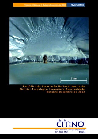 Volume 2‫ ׀‬Número 4‫ ׀‬Outubro-Dezembro de 2012

REVISTA CITINO

Periódico da Associação Nacional Hestia de
Ciência, Tecnologia, Inovação e Oportunidade
Outubro-Dezembro de 2012

 