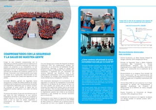 Atributos
Cosapi es una compañía comprometida con la
seguridad y la salud de su gente. Esto se evidencia en la
responsabilidad y el esfuerzo realizados por todos los
equipos de proyectos y sus trabajadores, lo que
ﬁnalmente conlleva al éxito de la empresa en el área de
seguridad. A la vez, es fundamental el compromiso
asumido por los líderes de la empresa, quienes con su
ejemplo transmiten este involucramiento hacia todos
los niveles de la organización, determinando así los
resultados exitosos que Cosapi está logrando en este
ámbito.
Fernando Mendoza, gerente de Seguridad, Salud
Ocupacional y Cuidado del Medio Ambiente de Cosapi,
maniﬁesta que la empresa ha venido siendo reconocida
con importantes distinciones por su exitoso accionar;
sin embargo el mejor premio es lograr que los
trabajadores puedan regresar a sus casas con buena
salud.
“El premio más valioso, el que más nos interesa y por el
que todos los días trabajamos, es que nuestros
trabajadores terminen su día laboral sin accidentes y
puedan retornar a sus casas en excelente estado de
salud y con un poco de mayor experiencia y
conocimiento en diferentes aspectos", comenta
Fernando.
COMPROMETIDOS CON LA SEGURIDAD
Y LA SALUD DE NUESTRA GENTE
A su vez, destaca que a través del Programa de Mejora
Conductual PCM, los colaboradores también son
capacitados en el desarrollo de habilidades blandas,
comunicación, liderazgo y trabajo en equipo, que
fortalece y mejora su desempeño. “Nos sentimos muy
satisfechos y orgullosos por los resultados que
venimos logrando, que beneﬁcian tanto a los
colaboradores participantes como a la organización.
Este programa es también muy beneﬁcioso para el
núcleo familiar de los trabajadores", comenta.
Este importante desempeño en la prevención de la
seguridad y la salud de los trabajadores ha permitido
minimizar los accidentes de alto impacto, lo que a su
vez hace posible que Cosapi esté al nivel de las
empresas más seguras del mundo como lo son las del
sector petrolero. “Esto ha sido posible gracias al gran
apoyo que siempre ha existido de parte de los líderes de
la organización, quienes han creído en las iniciativas
propuestas y han brindado los recursos necesarios
para su desarrollo”.
“Mantenernos como líderes en seguridad es producto
del trabajo en equipo que hacemos en el área SSOMA
de Sede Central, en conjunto con la Gerencia General,
los gerentes de área y los equipos de proyectos en
Fernando Mendoza sostiene que Cosapi afronta el
escenario Covid priorizando la salud de los
trabajadores, su recurso más importante; y
soportándose en sus valores: integridad, trabajo en
equipo, liderazgo e innovación. Con liderazgo e
innovación hemos desarrollado los primeros
protocolos aterrizados en la realidad que estaba
por venir, que nadie conocía pero que al tomarnos
responsablemente el tiempo y en equipo, pudimos
ver escenarios más realistas. "Esto ratiﬁcó nuestra
alta credibilidad ante los clientes, en un escenario
que fue totalmente nuevo para todos y que aún hoy
sigue siendo un reto constante".
Hoy Cosapi posee todos sus proyectos activos y
bajo los protocolos deﬁnidos se espera continuar
con un alto éxito minimizando contagios en sus
operaciones, en una industria cuyas actividades
involucran a muchas personas en espacios
reducidos y en condiciones para nada fáciles.
“Condiciones que si bien eran de las mejores según
nuestros estándares, las hemos mejorado aún más
para hacer frente a este escenario”.
Atributos
¿Cómo venimos afrontando la nueva
normalidad marcada por la Covid-19?
Premio Excelencia a la Mejor Gestión Integral de
Riesgos Laborales 2019, otorgado por Rimac.
Premios de Seguridad, Salud y Medio Ambiente
“Contratista Más Consistente” y “Premio
Medioambiental” otorgado por el Comité
Organizador de los Juegos Lima 2019 y UKDT, por el
diseño y la construcción de la ampliación de la
Videna.
Reconocimiento en la categoría “Gran Ganador del
Sector Construcción” por la implementación del
programa “Cambiando paradigmas en la protección
visual”, otorgado por la compañía multinacional 3M,
en el 2019.
“Premio Plata 2018” por ser la empresa con el mejor
desempeño en gestión del medioambiente y
seguridad ocupacional del Proyecto de
Modernización de la Reﬁnería de Talara, otorgado
por Petroperú.
Premio Excelencia en Prevención de Riesgos
Laborales 2016, otorgado por Rimac.
Certiﬁcado de Excelencia al no registrar accidentes
con tiempo perdido en periodo octubre 2015 –
octubre 2016.
Reconocimientos destacados
más recientes
Cosapi está al nivel de las empresas más seguras del
mundo como lo son las compañías del sector petrolero.
Índice de Frecuencia ATP x 200,000
ExxonMobil workforce
U.S. Petroleum Industry Benchmark
Cosapi S.A.
Índice de Frecuencia de Accidentes con Tiempo Perdido por cada 200,000 horas trabajadas
Fuente: Reporte Anual
0.25
0.20
0.06
0.08
0.03
0.05
0.13
0.10
2010 11 12 13 14 15 16 17 18 2019
0.20
0.18
0.16
0.14
0.12
0.10
0.08
0.06
0.04
0.02
0
10 CUADRILLA Octubre/Diciembre 2020
 