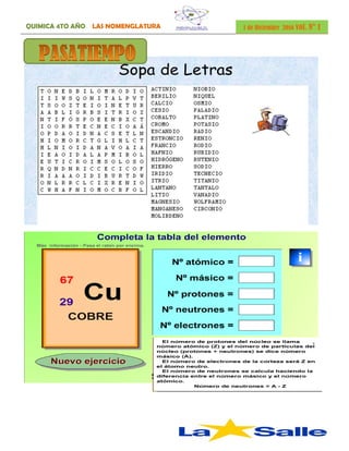 QUIMICA 4TO AÑO LAS NOMENGLATURA 1 de Diciembre 2016 vol. N° 1
 