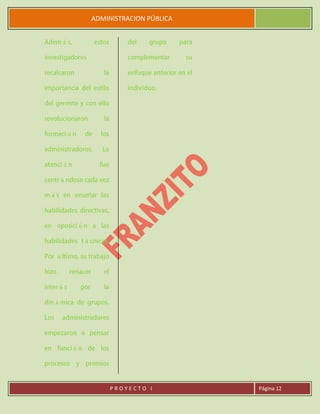 ADMINISTRACION PÚBLICA
P R O Y E C T O I Página 12
ñ
 