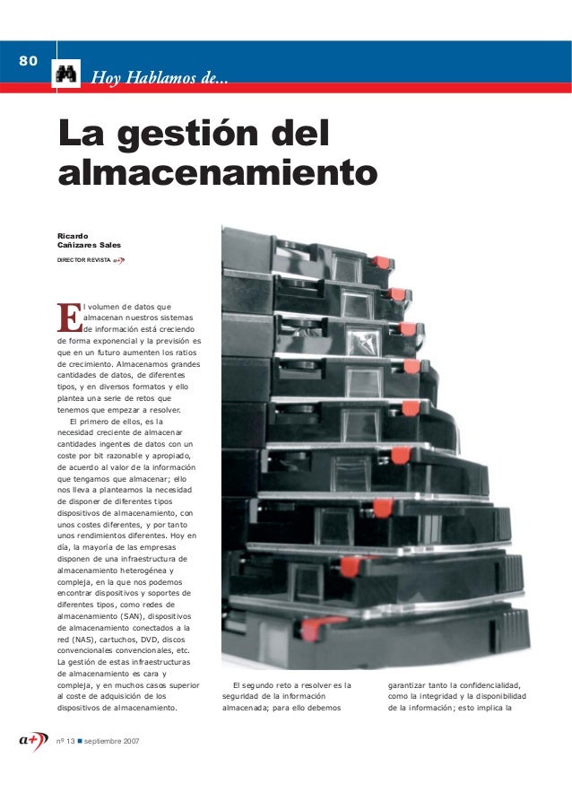 La gestión del almacenamiento - septiembre 2007