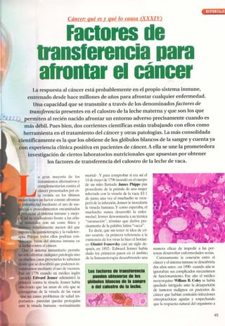 Revista discobery d_salud_n76 FACTORES DE TRANSFERENCIA PARA AFRONTAR EL CÁNCER