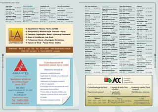 Listagem de lojas e salas
59
RevistaDowntown
58
RevistaDowntown
Safair Coiffeur
Bl. 02 – 306	Tel.: 3594-0374
Salon Cabelo e Arte
Bl. 10 – 102	Tel.: 2495-7222
Tonsor Hair Design
Bl. 11 – 103	Tel.: 2493-6765
Você Espaço da Beleza
Bl. 21 – 142	Tel.: 3153-8242
Werner Cabelereiro
Bl. 15 – 102	Tel.: 2494-6798
Salas e Escritórios
Administração e Contabilidade
Abrantes Contabilidade
Bl. 20 – 127	Tel.: 2483-3300
ACC – Assessoria Contábil
e Comercial Ltda.
Bl. 09 – 126	Tel.: 2492-5477
Ativo Contabilidade
Bl. 06 – 313	Tel.: 2493-8199
Contabilidade Gardi
Bl. 23 – 205	Tel.: 3433-8587
Fernandes & Fernandes
Empreendimentos Ltda
Bl. 20 – 227	Tel.: 2220-9266
JC Contabilidade Empresarial
Bl. 21 – 239	Tel.: 2491-8032
LA Contabilidade
Bl. 09 – 128	Tel.: 3627-8000
Marcon Rio Contabilidade
Bl. 21 – 216	Tel.: 3153-7780
SIMA Contadores
Bl. 21 – 235	Tel.: 3473-4971
Socel Construção Ltda
Bl. 08 – 303	Tel.: 2495-1219
Supermercados Campeão
Bl. 15 – 302	Tel.: 3095-7500
UCB – Uniao Contabil Barra
Bl. 22 – 224	Tel.: 2495-7421
Advocacia
Adalberto Machado Advogados
Associados
Bl. 15 – 204	Tel.: 2533-3095
Albino Faria Advogados
Associados
Bl. 13 – 319	Tel.: 2494-3766
Alessandra Andrade Pinto
Bl. 20 – 234	Tel.: 3433-7890
Camara Dibe Almeida
Advogados Associados
Bl. 13 – 103	Tel.: 3153-7922
Côrtes & Damasco Advogados
Associados
Bl. 11 – 303	Tel.: 3217-5792
Jacob Ribeiro e Gaglione
Advogados Associados
Bl. 02 – 220	Tel.: 3139-4149
Luiz Eduardo Ferreira de Moraes
Bl. 20 – 234	Tel.: 3433-7890
Medeiros Lins e Jaolino
Adv. Associados
Bl. 09 – 204	Tel.: 2492-1545
Rodrigo Thibaut - Civil,
Trabalhista e Previdenciário
Bl. 22 – 128	Tel.: 2493-7990
Agências de Comunicação
ZOOM OUT Comunicação
Bl. 23 – 211	Tel.: 3553-5447
Agências de Modelo
Ford Models
Bl. 04 – 215	Tel.: 2494-3009
Aluguel de Salas
Aluguel de Horário para Médicos
e Psicólogos
Bl. 21 – 137	Tel.: 2495-9357
Aluguel e SubLocação de Consultório
de Psicologia
Bl. 16 – 217	Tel.: 99887-7745
BCF Administradora de Bens
Bl. 22 – 304	Tel.: 3514-6622
Clínica Médica Barra Azul
Bl. 20 – 313	Tel.: 2492-5578
Clínicas Downtown – Aluguel
de horários para Médicos
Bl. 20 – 213	Tel.: 3419-5693
Clínicas Downtown – Aluguel
de horários para Nutricionistas
e Fisioterapeutas
Bl. 20 – 213	Tel.: 3419-5693
Clínicas Downtown – Aluguel
de horários para Pediatras
Bl. 20 – 212	Tel.: 3419-5693
Clínicas Downtown – Aluguel
de horários para Psicólogos
Bl. 20 – 213	Tel.: 3419-5693
Consultório Médico e Odontológico
Bl. 03 – 308	Tel.: 2494-5233
Corpore Downtown
Bl. 20 – 130	Tel.: 2493-6284
CROME – Centro de Reabilitação
Oral – Medicina & Estética
Bl. 21 – 257	Tel.: 3597-0800
Espaço da Medicina
Bl. 21 – 247	Tel.: 3153-7561
Espaço Downtown – Aluguel
para Eventos
Bl. 22 – 140	Tel.: 2495-9351
Espaço Mario Serra Locação
Bl. 21 – 143	Tel.: 3419-5642
Espaço Médico Downtown I
Bl. 04 – 320	Tel.: 3171-3171
Espaço Médico Downtown II
Bl. 08 – 320	Tel.: 3171-3171
Espaço Médico Infantil
Bl. 03 – 120	Tel.: 3171-3171
Sub-Locação de Consultórios para
Médicos e Psicológos
Bl. 16 – 107	Tel.: 2494-5896
Sub-Locação de Horário
Bl. 06 – 230	Tel.: 2494-6415
Sub-locação de Horário
para Profissionais de Saúde
Bl. 22 – 324	Tel.: 98591-1158
Arquitetura
Elaine Ramos Arquitetos
e Associados
Bl. 20 – 312	Tel.: 3453-7932
Eliane Mourão Arquitetura
Bl. 20 – 105	Tel.: 3982-1985
Gomara e Niemeyer Arquitetura
Bl. 13 – 301	Tel.: 2493-6944
Henrique Farhi Arquitetura
e Planejamento	
Bl. 16 – 122	Tel.: 2486-3986
Inacio L. Obadia Arquitetura
e Planejamento
Bl. 21 – 330	Tel.: 2495-0033
Jairo de Sender	
Bl. 21 – 306	Tel.: 2495-0309
Áudio, Vídeo e Automação
Prattis Soluções em Automação
Bl. 08 – 203	Tel.: 3153-7571
Consultoria, Auditoria e Assessoria
Brazil Business Consultoria
Bl. 06 – 309	Tel.: 2492-8000
C2Business
Bl. 21 – 301 Port C	Tel.: 3553-4974
Conshopping
Bl. 08 – 301	Tel.: 3982-2064
Ecohub
Bl. 02 – 209/210	Tel.: 2225-0823
F2C Consultoria
Bl. 11 – 302	Tel.: 3344-2734
João Meinardo B. Mayer
Bl. 22 – 208	Tel.: 3433-8778
Phoenicia Consultoria
Bl. 06 – 205	Tel.: 3152-6035
Prime Capital Consultoria
Bl. 13 – 224	Tel.: 2504-9314
Spin
Bl. 22 – 234	Tel.: 2532-1708
VPA Soluções Atuariais
Bl. 02 – 216	Tel.: 2483-1804
Corretora de Seguros / Plano de Saúde
AllStar Brasil Seguros
Bl. 03 – 304 	 Tel.:3553-2160
Assirius Seguros
Bl. 08 – 310	Tel.: 3266-2500
Sind Saúde
Bl. 21 – 247	Tel.: 3153-7581
Sul América
Bl. 11 – Subsolo	Tel.: 4004-4100
Sul América Seguros
Bl. 09 – 111	Tel.: 3153-7645
Íntegra Corretagem de Seguros
Bl. 21 – 226	Tel.: 2495-1101
Kappius Consultoria
Bl. 03 – 314	Tel.: 3613-7160
Síntese Seguros
Bl. 21 – 224	Tel.: 3125-9000
 