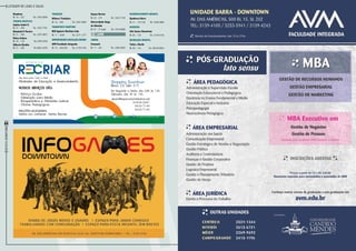 Listagem de lojas e salas
64
RevistaDowntown
ANUNCIO AVM
(nova arte)
Desenvolvimento Infantil
Gymboree Barra
Bl. 21 – 157/158	Tel.: 3596-9899
Diversão
Info Games Downtown
Bl. 06 – 124	Tel.: 3139-4136
Recreação Infantil
Todos a Bordo
Bl. 08 – 116	Tel.: 98109-8043
Mundivox
Bl. 16 – 222	Tel.: 3553-0000
Terapia Holística
Andréa Sodré O.
Bl. 21 – 246	Tel.: 3433-7781
Elisabeth P. Pereira
Bl. 21 – 246	Tel.: 2247-9857
Eloisa Gebara
Bl. 20 – 130	Tel.:2493-6284
Gilberto Bicalho
Bl. 21 – 246	Tel.:8833-3205
tradução
Alliance Traduções
Bl. 16 – 209	Tel.: 3281-0005
Transporte Marítimo
KLM Agência Marítima Ltda
Bl. 11 – 303A	Tel.: 2271-1277
Universidades/educação/ensino
AVM Faculdade Integrada
Bl. 15 – 202/203	Tel.: 3139-4105
Espaço Recriar
Bl. 23 – 215	Tel.: 3433-7144
Universidade Veiga
de Almeida
Bl. 07 – 2º andar	Tel.: 2574-8888
Lazer
Cinema
Cinemark
Bl. 17 – 201	Tel.: 2494-5004
apoio@espacorecriarbarra.com
99494-0481
3433-7144
3433-7145
Uma Base para Toda a Vida!
Atividades de Educação e Desenvolvimento. Shopping Downtown
Bloco 23, sala 215
De Segunda a Sexta, das 08h às 19h.
Sábados, das 9h às 16h.- Reforço Escolar;
- Estimulação para Bebês;
- Brinquedoteca e Atividades Lúdicas;
- Oficinas Pedagógicas.
PACOTES ACESSÍVEIS.
Venha nos conhecer. Venha Recriar.
NOSSOS SERVIÇOS SÃO:
/espaco_recriar @Espaco_Recria www.espacorecriarbarra.com.br/espaco_recriar @Espaco_Recria www.espacorecriarbarra.com.br
 