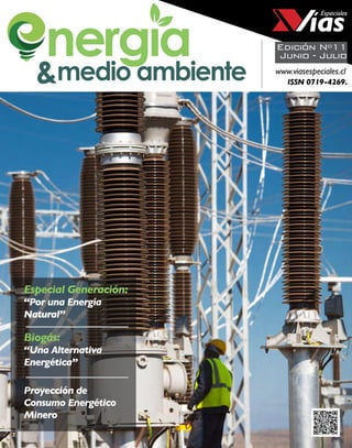 Edición Nº11
Junio - Julio
Especial Generación:
“Por una Energía
Natural”
Biogás:
“Una Alternativa
Energética”
Proyección de
Consumo Energético
Minero
ISSN 0719-4269.
www.viasespeciales.cl
 