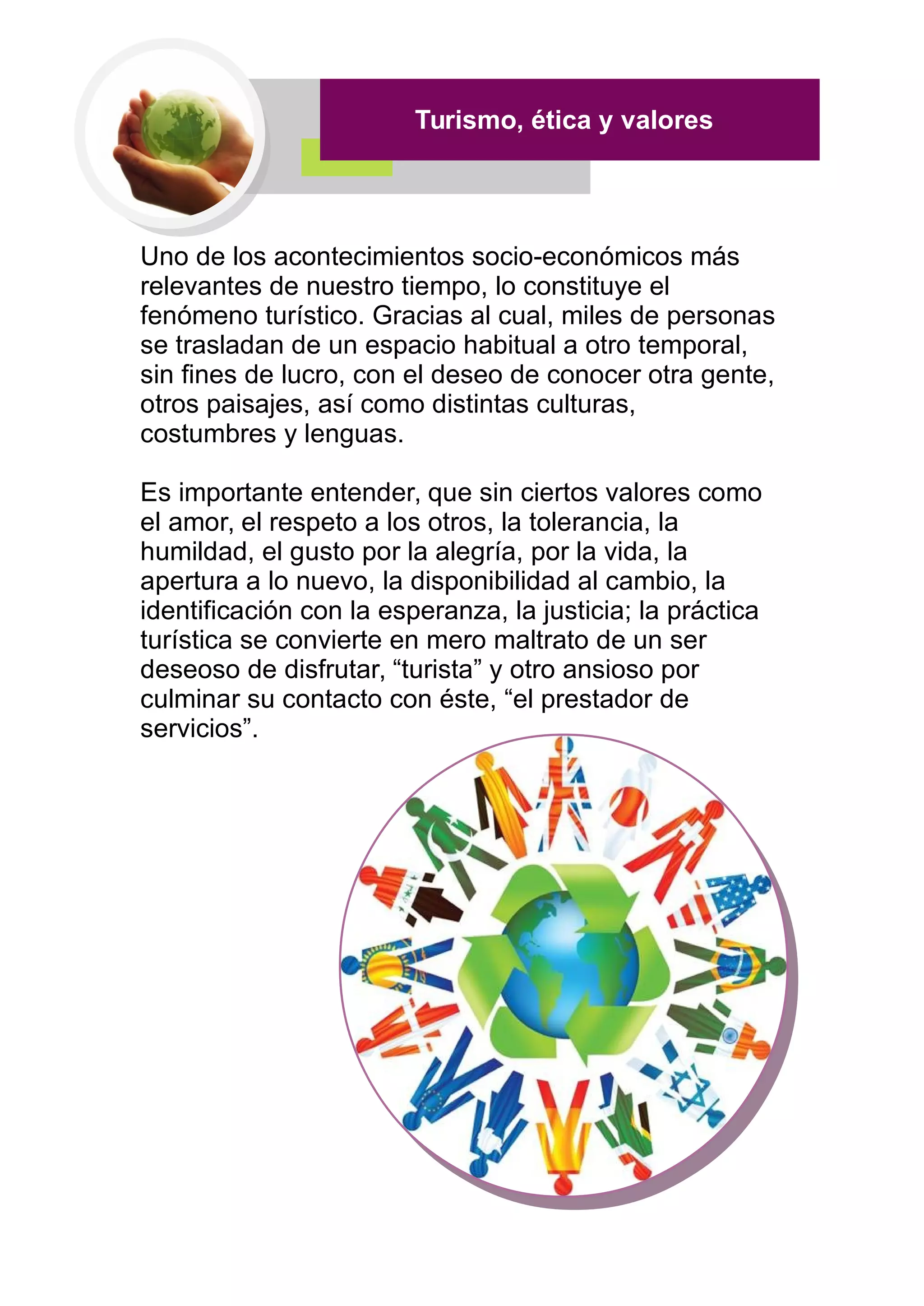 Revista sobre los valores en el turismo
