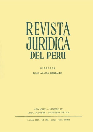 Revista Jurídica Del Perú - Julio Ayasta Gonzalez - Año XXIX - Número IV (Alejandro Cruzado Balcázar)