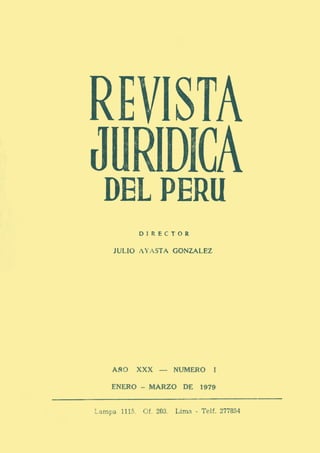 Revista Jurídica del Perú - Julio Ayasta Gonzalez  - Año XXX - Número I (Alejandro Cruzado Balcázar)