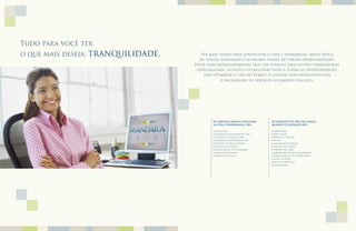 Tudo para você ter
o que mais deseja:   tranquilidade.      Ter mais tempo para aproveitar a vida é primordial nesta época
                                        de tantas demandas e ao mesmo tempo de tantas oportunidades.
                                      Viver num empreendimento que lhe oferece uma gestão condominial
                                       especializada, significa estar conectado a todas as oportunidades
                                          para otimizar o uso do tempo. É contar com infraestrutura
                                                      e facilidades de serviços altamente eficazes.




                                              Os serviços básicos (inclusos    Os serviços Pay-Per-Use (pagos
                                              na taxa condominial) são:        quando utilizados) são:

                                              •   Concierge                    •   Lavanderia
                                              •   Central de Atendimento 24h   •   Baby Sitter
                                              •   Controle de Acesso 24h       •   Personal Trainer
                                              •   Segurança Patrimonial 24h    •   Buffet
                                              •   Central de Manutenção        •   Manutenção Pesada
                                              •   Central de Limpeza           •   Pacotes de Limpeza
                                              •   Manutenção de Paisagismo     •   Limpeza Pós-Obra
                                              •   Serviços de piscina          •   Fornecimento de Água Mineral
                                              •   Serviços de praia            •   Fornecimento de Congelados
                                                                               •   Aulas de Tênis
                                                                               •   Aulas de Natação
                                                                               •   Jardinagem
 